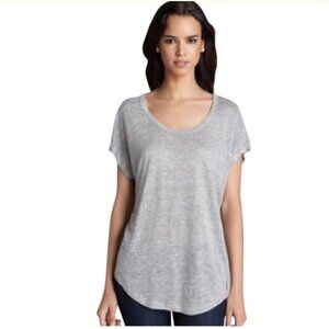 💕JOIE💕 Neyo Scoop Neck Cap Sleeve T-shirt 100% Linen Light Heather Grey Large
